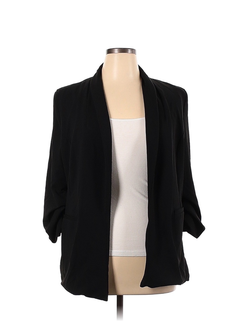 Women's Black Open-Front Knit Cardigan Blazer